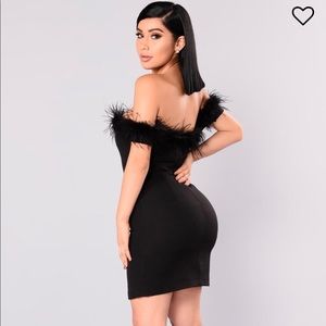 Debora feather dress - black